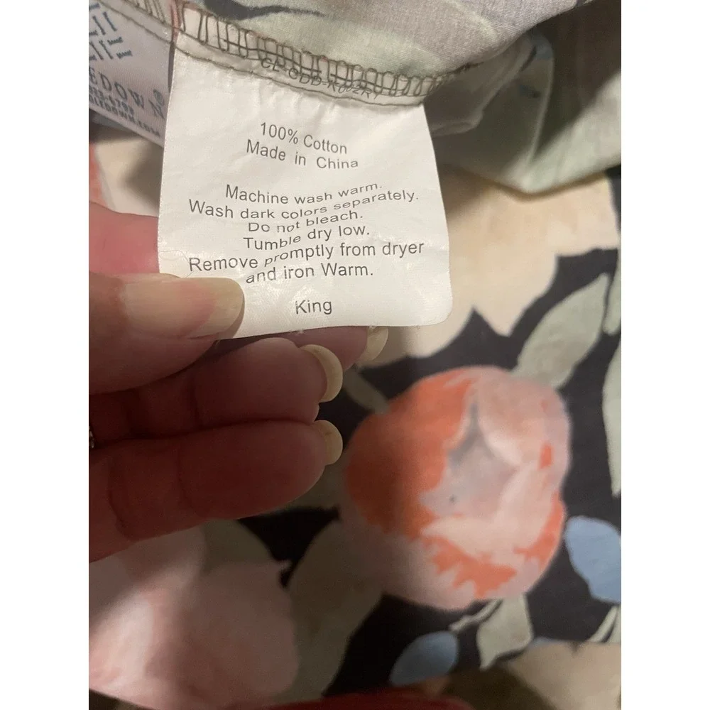 Cuddledown KING Cotton Duvet Cover Stunning Black Bright Flowers EUC